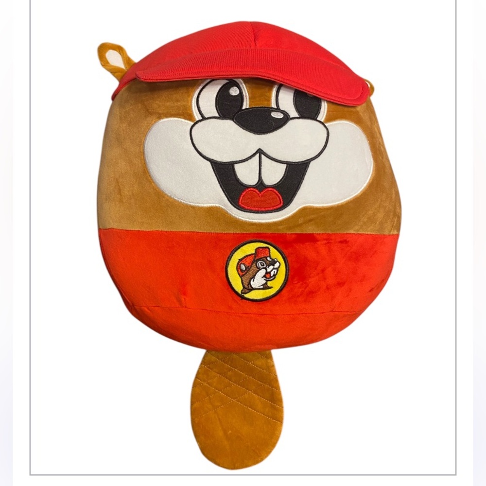 Buc-ee’s‎ soft and squishy pillow. Shaped like the Buc-ee’s beaver mascot.